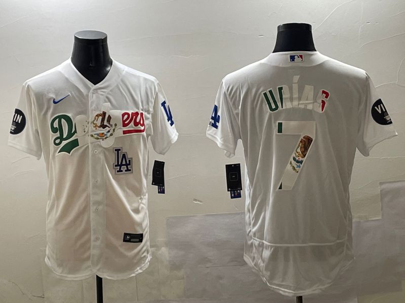 Men Los Angeles Dodgers 7 Urias White Mexico Elite 2025 Nike MLB Jersey style 10